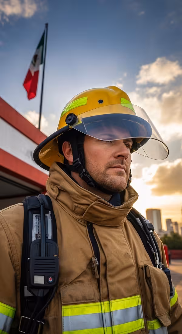 Jefe de bomberos con casco material compuesto