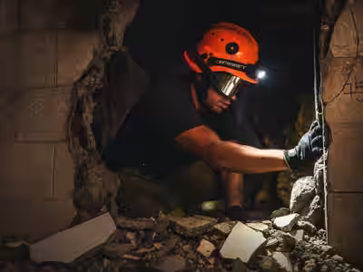Gafas bombero rescate en espacio confinado escombros