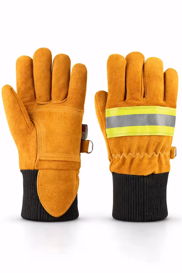 Guante forestal NFPA 1977 cuero full-grain con manguito largo y refuerzo Kevlar