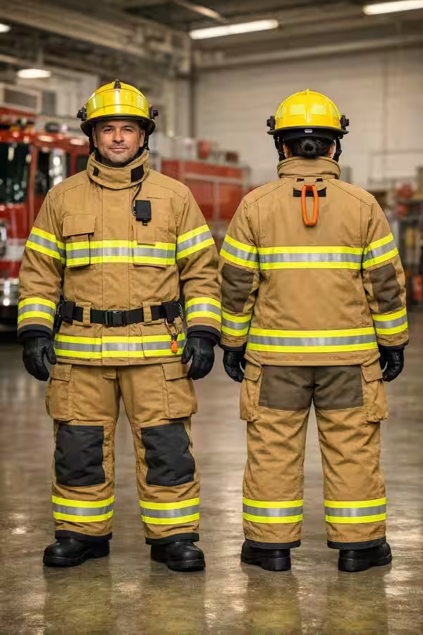 Traje bombero profesional vista frontal