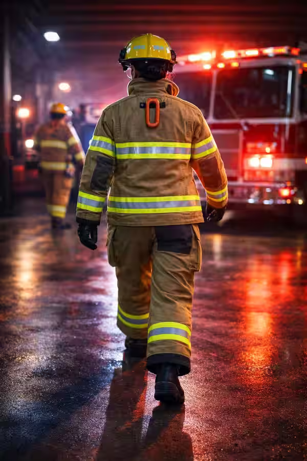 Traje bombero profesional vista frontal