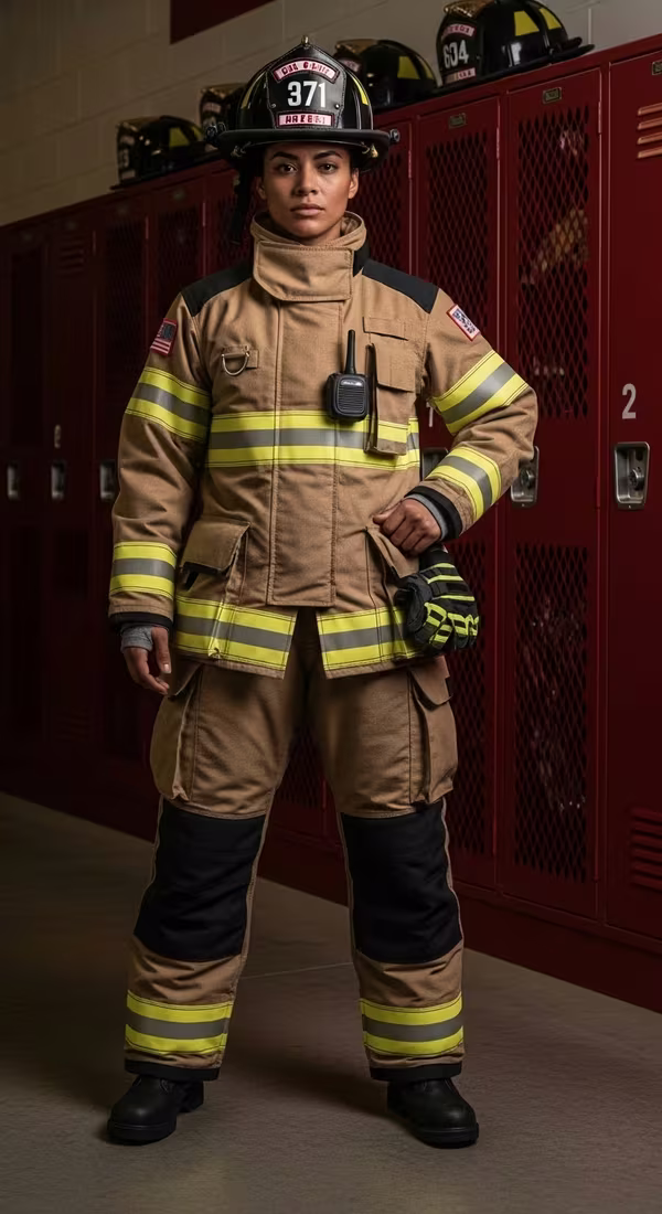 Traje bombero profesional vista frontal