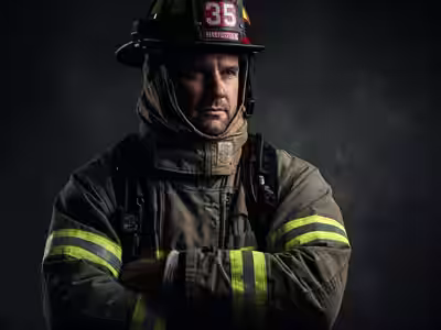 Bombero con EPP completo NFPA 1971 y SCBA — protección crítica en flashover